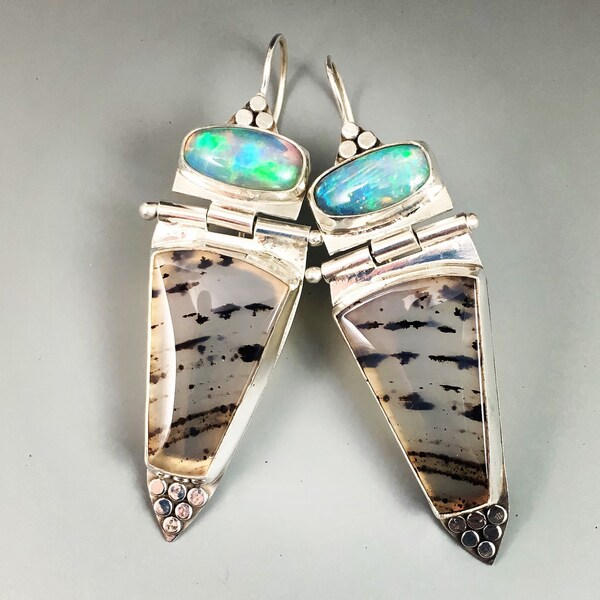 Montana Agate & Opal Earrings