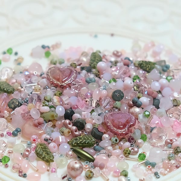 Mezcla de cuentas de rosa vintage V7.0 para joyería DIY, perlas de vidrio y piedras preciosas #86
