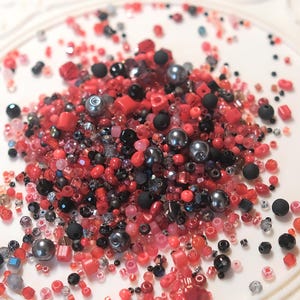 Gothic Bead Soup: Red & Black Glass Beads for DIY Jewelry