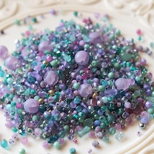 Retro Purple & Green Glass Bead Soup: DIY Jewelry Making Supplies