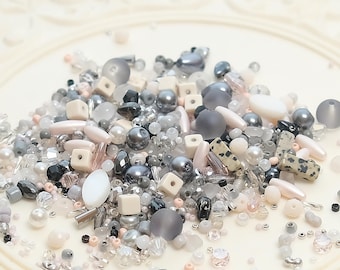 Grey & Pink Bead Soup Mix – Elegant DIY Jewellery Beads #93