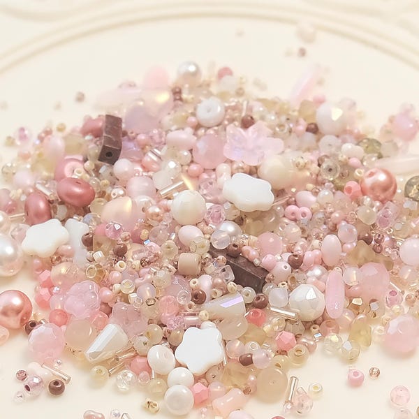 Mucha-Inspired Bead Soup Mix | Retro Glass Beads, Jewellery Kit #89