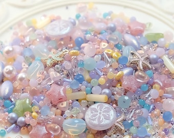 Baby-Soft Candy Bead Mix – Milky Pastel Glass Beads, Faux Pearls, Charms #36