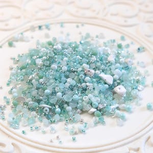 Teal Bead Soup Mix: 2mm-6mm Glass Seed Beads, DIY Jewelry Making