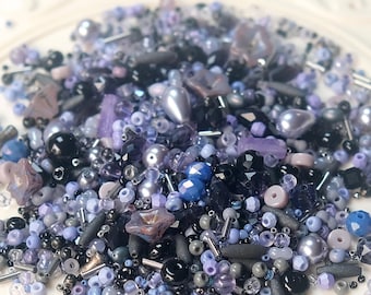 Black & Purple Bead Soup Mix V2.0: 2-10mm DIY Jewellery Making #049