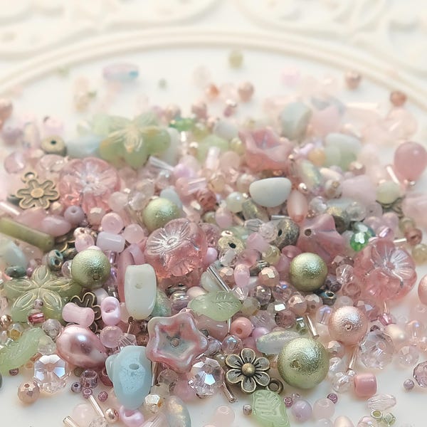 Mix per zuppa di perline di rose vintage V8.0 Gioielli fai da te, perle di vetro e pietre preziose #86