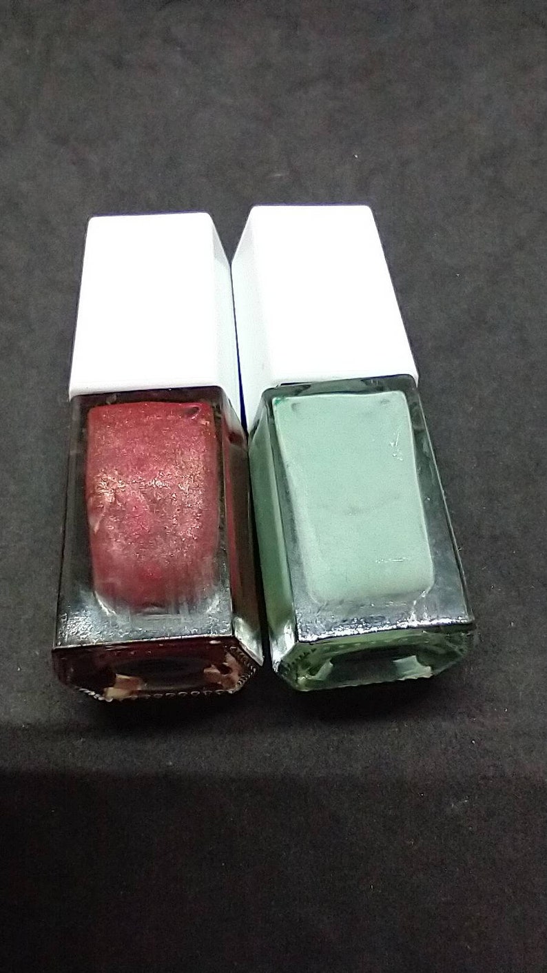 Vintage Fingernail Polish Lacquer Elf used 71813-2 cranberry 71813-8 mint cream image 2