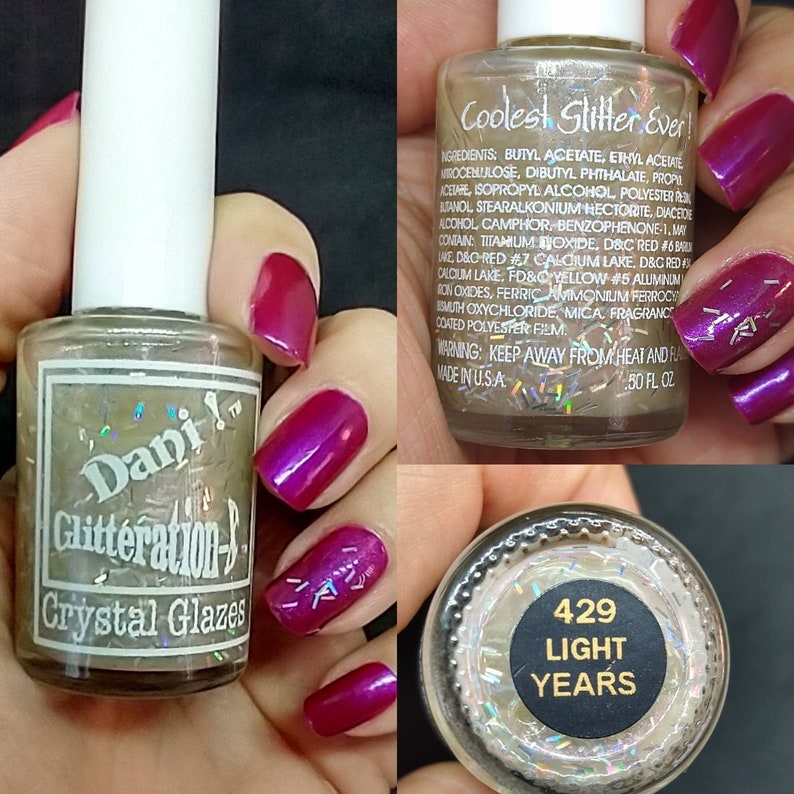 Vintage Nail Polish NEW by Dani Nail Enamel Glitteration-8 429 Light Years 436 atlantis 438 423 433 425 gamma 422 435 432 holo bar glitter image 2