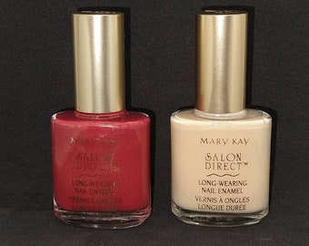 Vintage Nail Polish used Mary Kay Salon Direct Ginger red French Vanilla