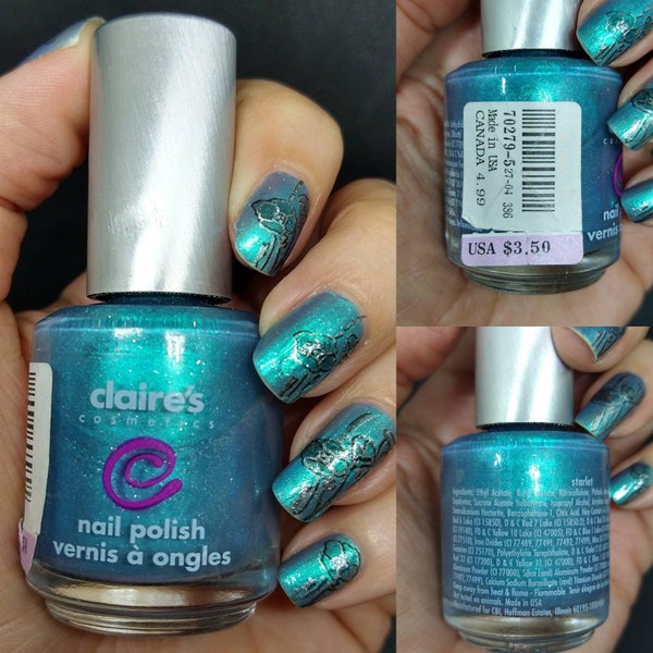 Vintage Nail Polish Lacquer used Claire's Cosmetics Lime Yours, After Dark, Pink Cadillac, Starlet