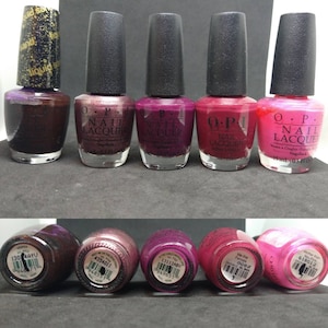 Vintage Nail Polish Lacquer OPI NLM52 Vesper NLH49 star ferry NLF62 car-pool lane NLW64 we the female NLN36 hotter than you pink image 1