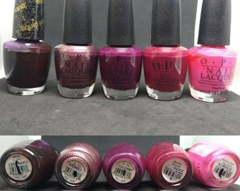 Vintage Nail Polish Lacquer OPI NLM52 Vesper NLH49 star ferry NLF62 car-pool lane NLW64 we the female NLN36 hotter than you pink