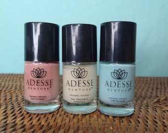 Vintage Nail Polish used Adesse New York pink brightening base coat surfer girl Ipsy organic infused nail lacquer