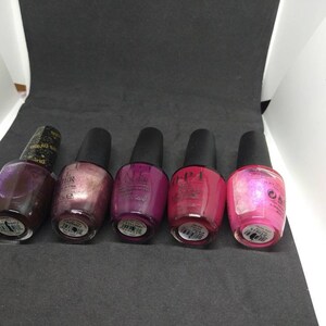 Vintage Nail Polish Lacquer OPI NLM52 Vesper NLH49 star ferry NLF62 car-pool lane NLW64 we the female NLN36 hotter than you pink image 2