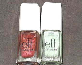 Vintage Fingernail Polish Lacquer Elf used 71813-2 cranberry  71813-8 mint cream