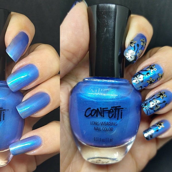 NEW Nail Polish by Confetti Long Wearing Nail Color 067 Bombshell Blue glowy