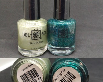 Vintage Nail Polish used Del Sol 8035 Looking Glass 8029 Shooting Star color-changing solar reactive