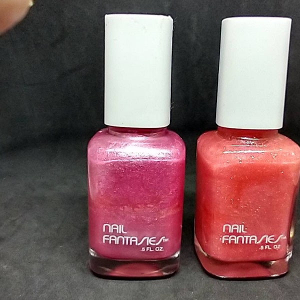 Vintage Nail Polish Nail Fantasies 370 Cherish pink or coral 342 sugar plum