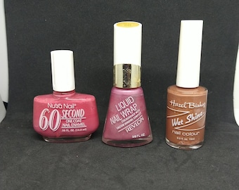 Vintage Nail Polish Lacquer Nutranail  60 second one coat Revlon liquid wrap 26 Twilight Hazel Bishop nude