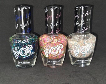 Nail Polish NEW by L.A. Color Pop GNL852 rebel GNL853 feisty GNL842 Extra! Extra! Chunky glitter