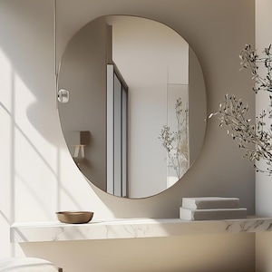 Wavy Asymmetrical Mirror, Irregular Gold Wall Decor, Abstract Statement Piece for Elegant Interiors, Unique Gift for Home Lovers