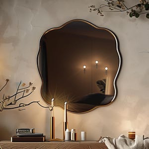 Elegant Wall Mirror with Scalloped Wood Frame, Vintage Inspired Decorative Mirror, Rustic Farmhouse Mirror for Entryway Bathroom Bedroom