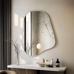 Large Irregular Asymmetrical Wall Mirror — Freeform Organic Statement Piece