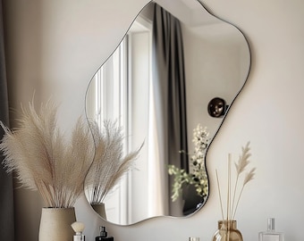 Organic Irregular Wall Mirror – Asymmetrical Wavy Modern Mirror | Vanity, Entryway, Bedroom Decor