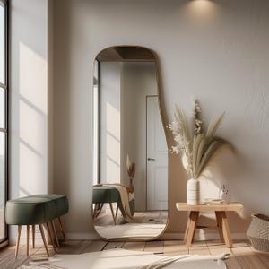 Asymmetrical Mirror, Irregular Full Length Wall Decor, Unique Body Mirror for Dressing & Gift Idea for Home Lovers