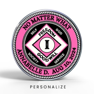 Personalized Recovery Chip, Custom Heavy Weighted Metal Coin with NA Symbol for 12-Step Birthday Gift or Clean Anniversary for Woman, Wife