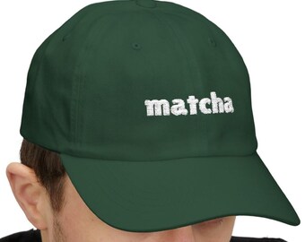 Embroidered Matcha Unisex Cap, Green Tea Baseball Hat, Japanese Style Headwear, Trendy Unisex Accessory, Gift for Tea Lovers