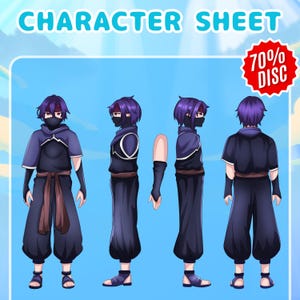Character Reference Sheet, Custom Reference Sheet, Character Sheet , Reference Sheet Commission, Anime Design, Vtuber, VRchat, Oc, PNGtuber