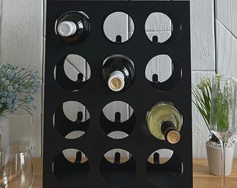 Sleek Black Metal Wine Rack – Horizontal Countertop Wine Holder for Kitchen, Dining Room, or Home Bar – Modern Wine Storage Stand