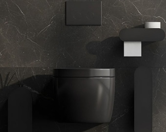 Conjunto de acessórios de banheiro modernos, decoração minimalista para banheiro, organizador de banheiro branco, conjunto de banheiro para montagem na parede, itens essenciais de luxo para banheiro.