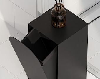 Lixeira minimalista branca para banheiro, lixeira moderna, lixeira pequena, lixeira estreita e fina para espaços compactos, decoração escandinava.