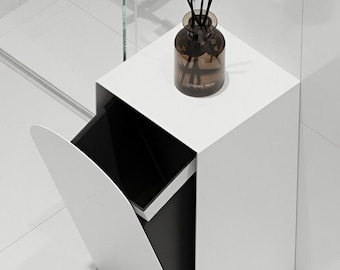 Lixeira pequena branca para banheiro, lixeira minimalista, lixeira moderna, lixeira estreita e fina para espaços pequenos, estilo escandinavo