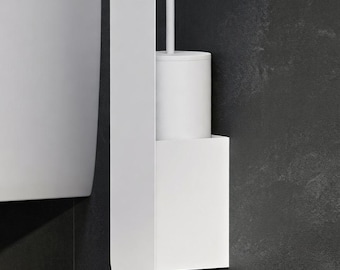Modern Toilet Brush Holder Wall Mounted, Minimalist Bathroom Brush Set, Hidden Toilet Brush, Luxury Bathroom Decor