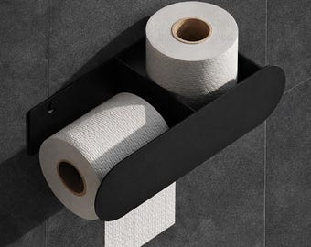 Toilet Roll Holder, Wall Mount WC Stand, Minimalist Restroom Hardware, Modern Bath Storage