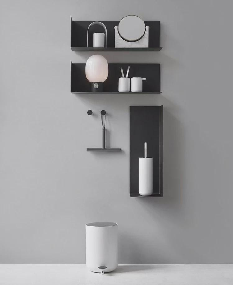 Sleek Wall Mounted Shelf in Black Metal | Minimalist Floating Storage Rack for Home or Office | 50cm Steel Organizer for Decor & Books