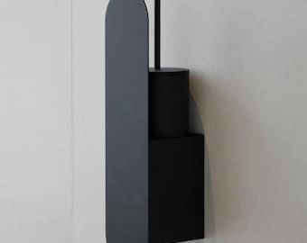 Wall Mounted Toilet Brush Set, Slim Minimalist Holder, Hidden Bathroom Brush, Space Saving Toilet Brush, Modern Bathroom