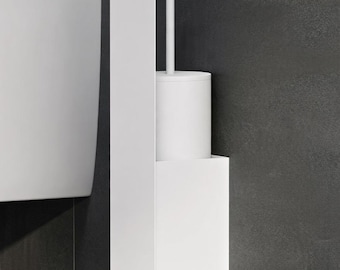 Hidden Toilet Brush Holder Wall Mounted, Minimalist Bathroom Brush Set, Modern Toilet Brush, Space Saving Bathroom Decor