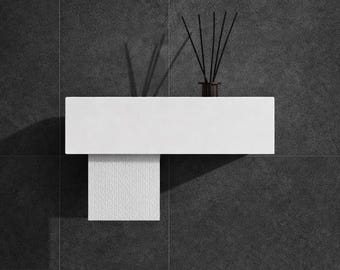 Toilet Paper Holder with Shelf, Wall Mounted Toilet Roll Holder, Modern Bathroom Shelf, Minimalist Bathroom Organizer