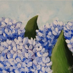 Original Acrylic Hydrangea painting on 5x7 inches on canvas board
