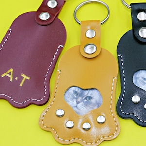 Personalised Cat Paws AirTag Holder, Keychain, Bag Charm, AirTag Leather Case