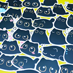 Black Cat Stickers Pack, 40 pieces a pack, Waterproof, Reusable, Very Cute!!