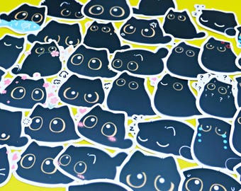 Black Cat Stickers Pack, 40 pieces a pack, Waterproof, Reusable, Very Cute!!