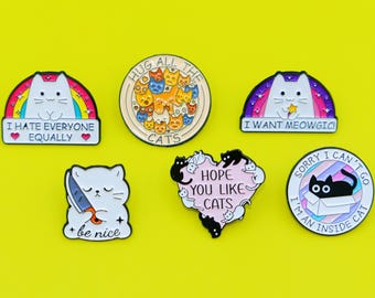 Cute Cat Enamel Pins, Metal Pins, Funny Pins, Waterproof Pins, badge, brooch