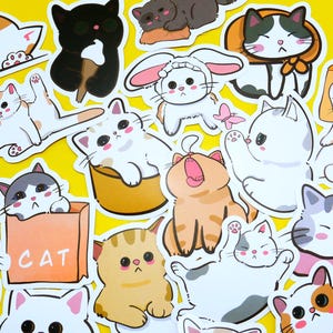 Manga Cat Stickers Pack, 60 PCS a pack, Waterproof, Reusable, Very Cute!!