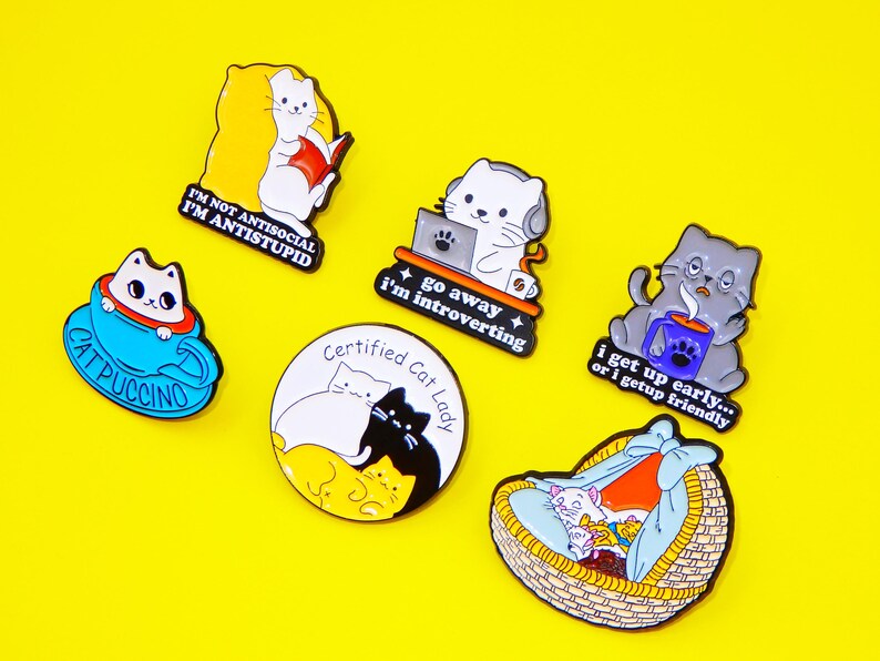Cute Cat Enamel Pins, Metal Pins, Funny Pins, Waterproof Pins, Badge ...