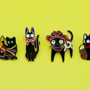 Épingles en émail mignon chat noir, épingles en métal, épingles rigolotes, épingles imperméables, badge, broche